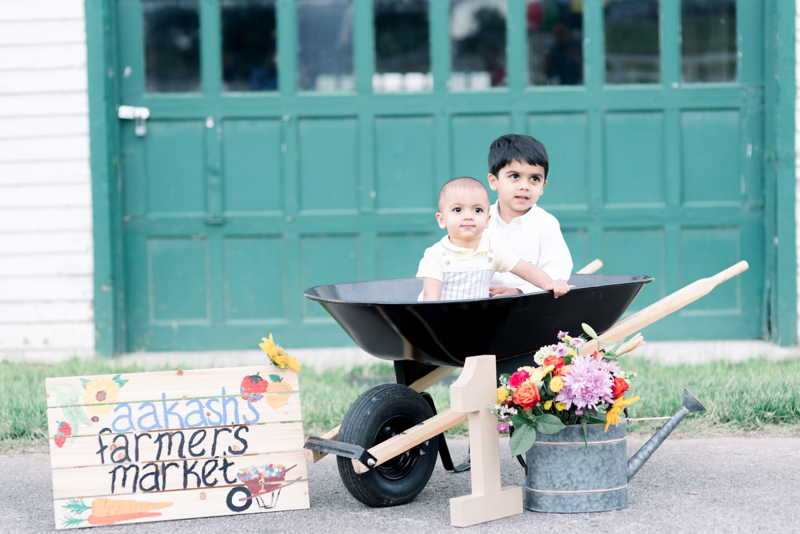 One-year-old portrait session with sibling at Harlinsdale Farm in Franklin Tennessee