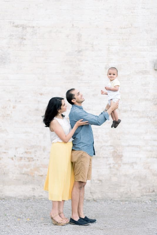 Family portrait session with parents and one-year-old son in Franklin Tennessee