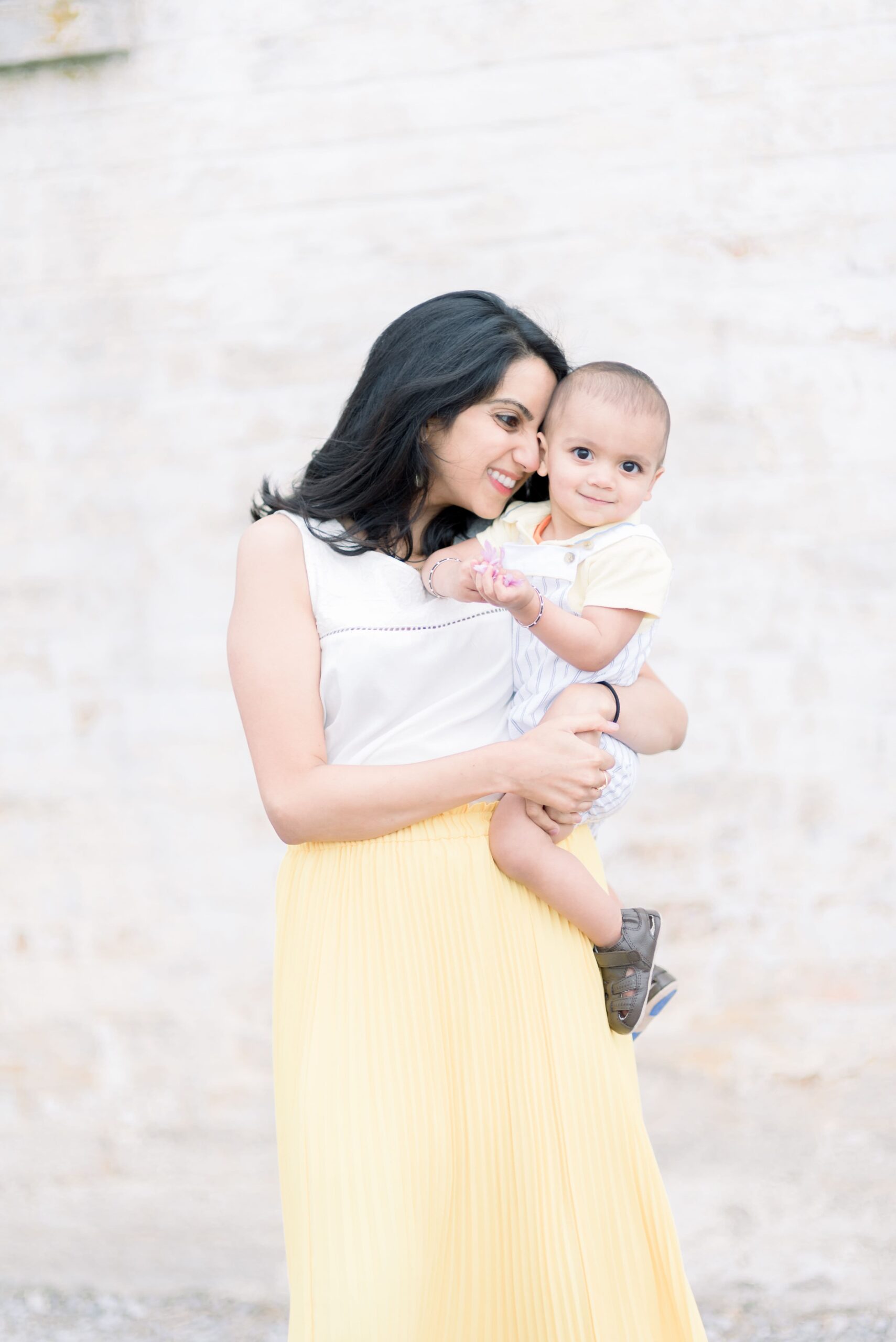 One-year-old portrait session in Franklin Tennessee with mother holding her baby boy