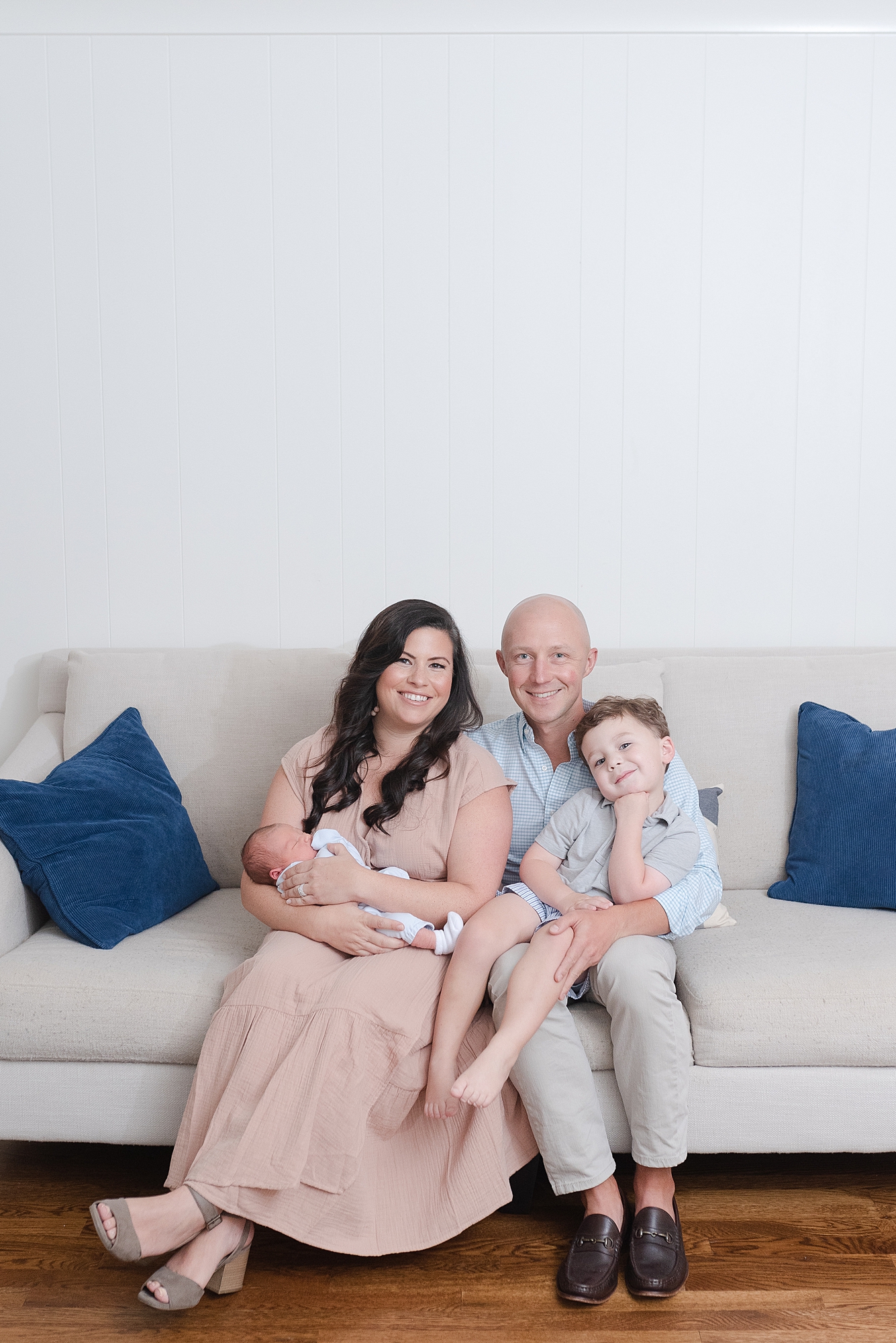 Nashville Family of Four celebrates their newborn son with some bright and radiant photos in their home