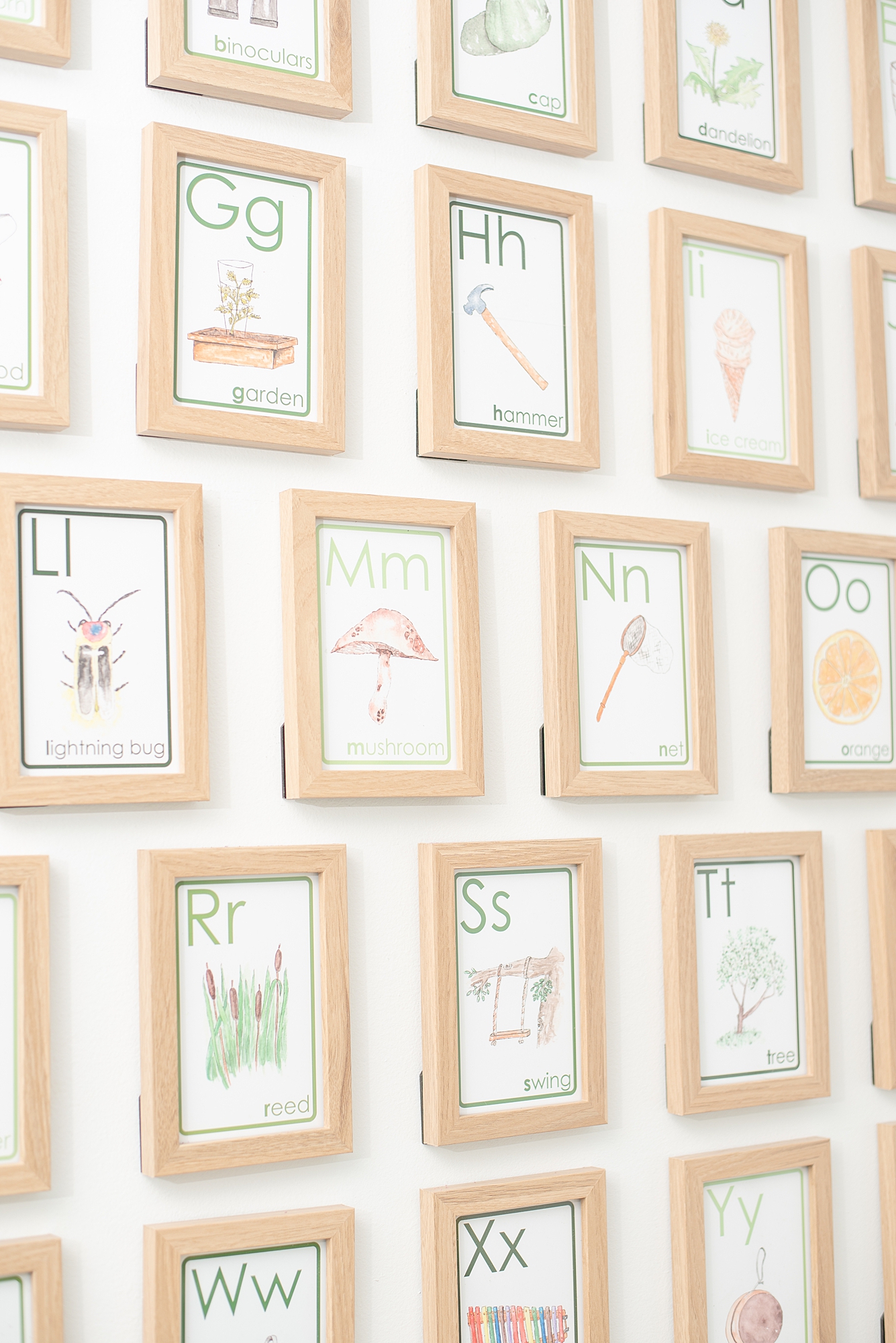 Modern Nursery Decor Details of a girls room of the alphabet