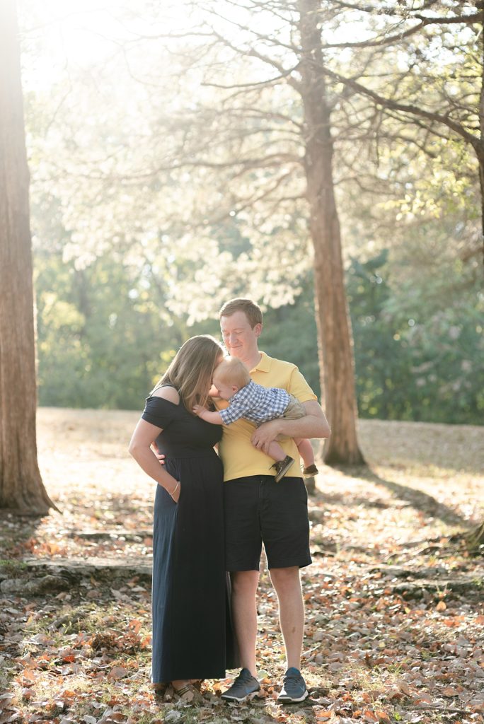 Family of Three Standing for Family photos in Nashville, TN by Dolly DeLong Photography