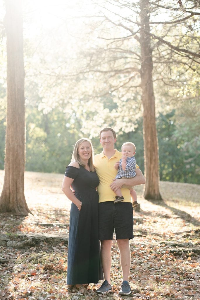 Family of Three Standing for Family photos in Nashville, TN by Dolly DeLong Photography