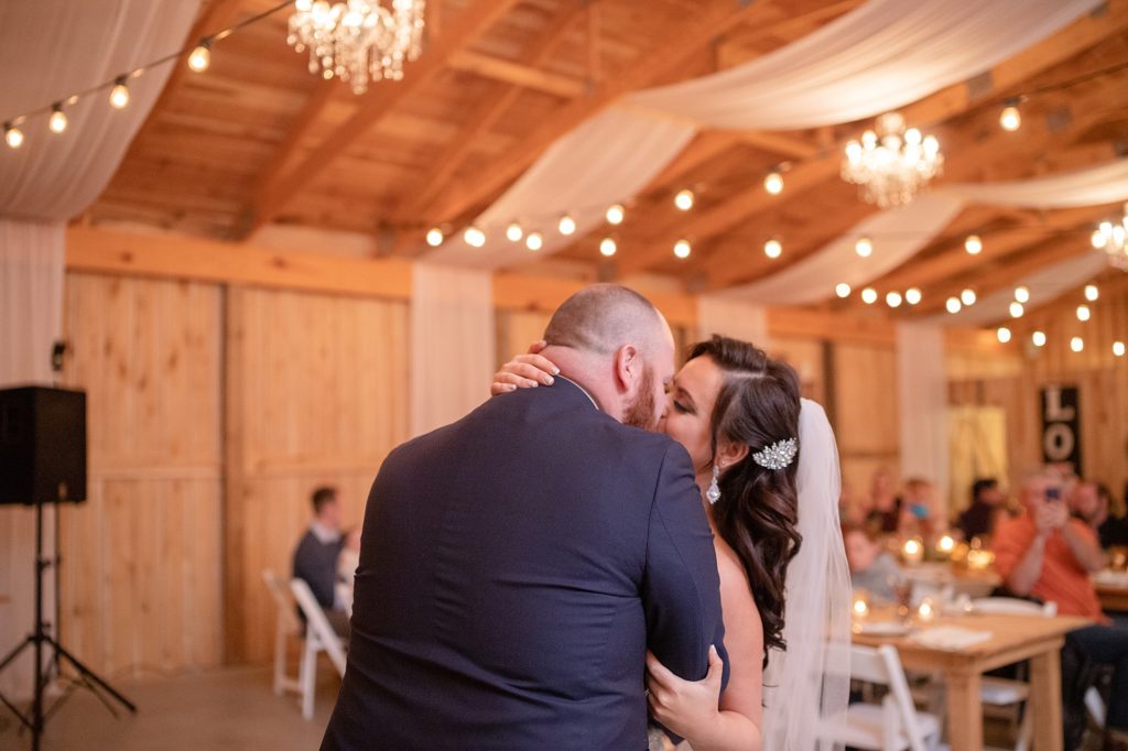 a first kiss at a first dance between a husband and wife on their wedding day in Nashville