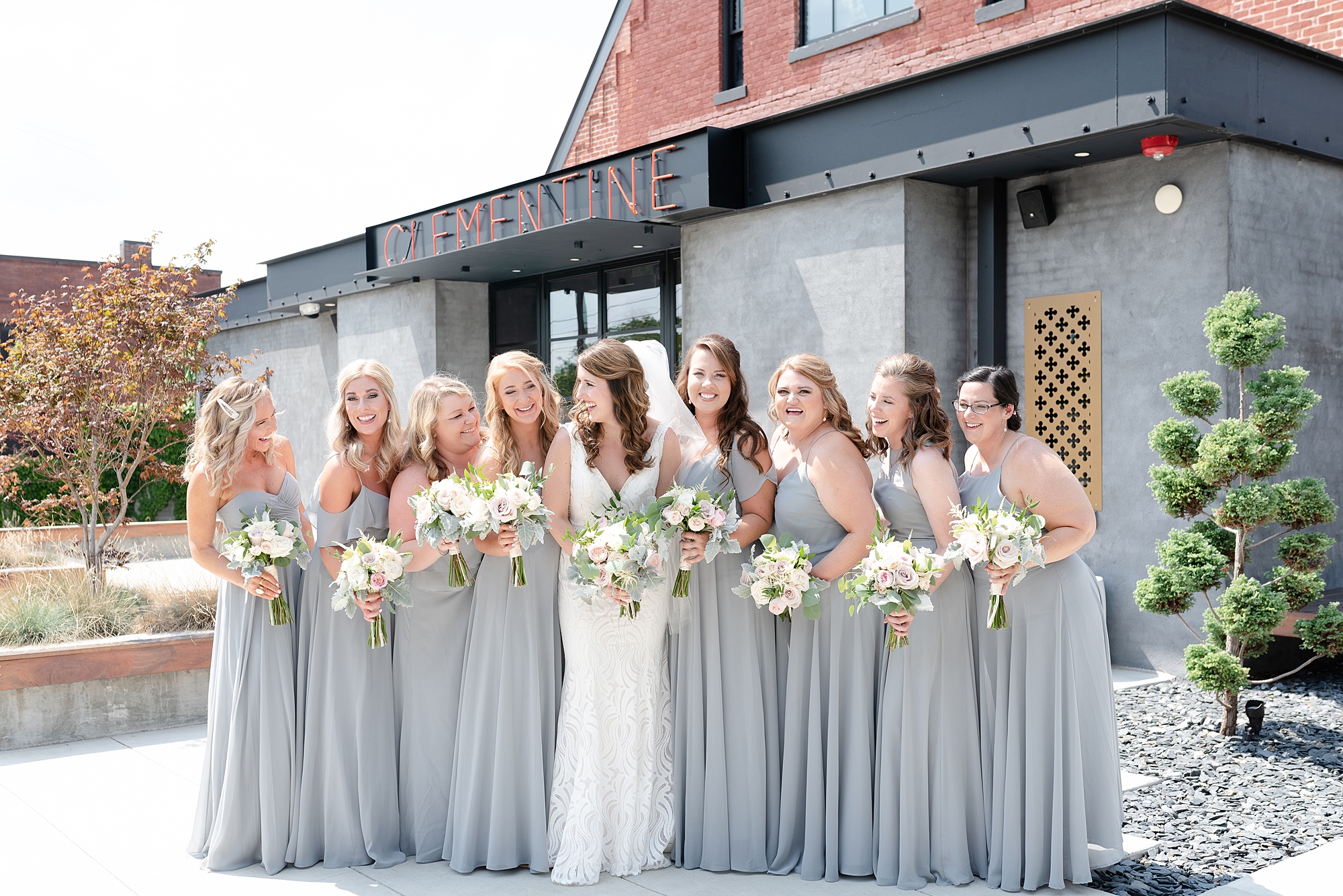 Bridal Party Group Shot At The Clementine in Nashville by Dolly deLong Photography