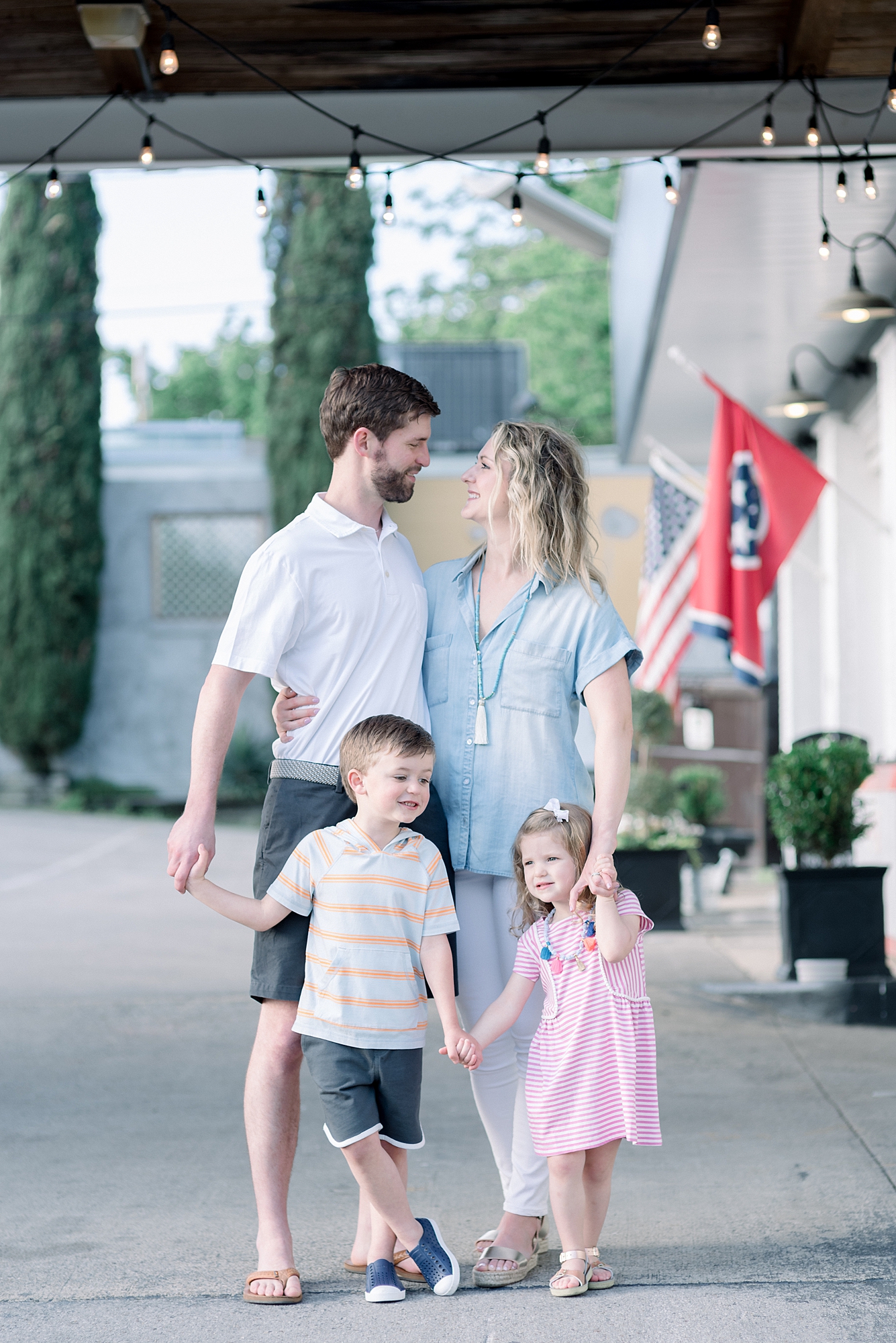 family of four portraits in 12th south nashville with Dolly DeLong Photography