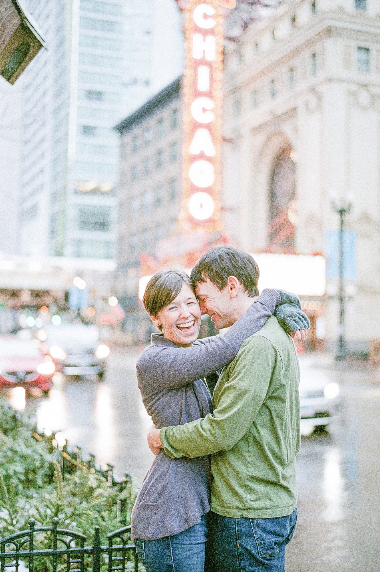 Winter Wedding Anniversary Session in Downtown Chicago by Dolly DeLong Photography