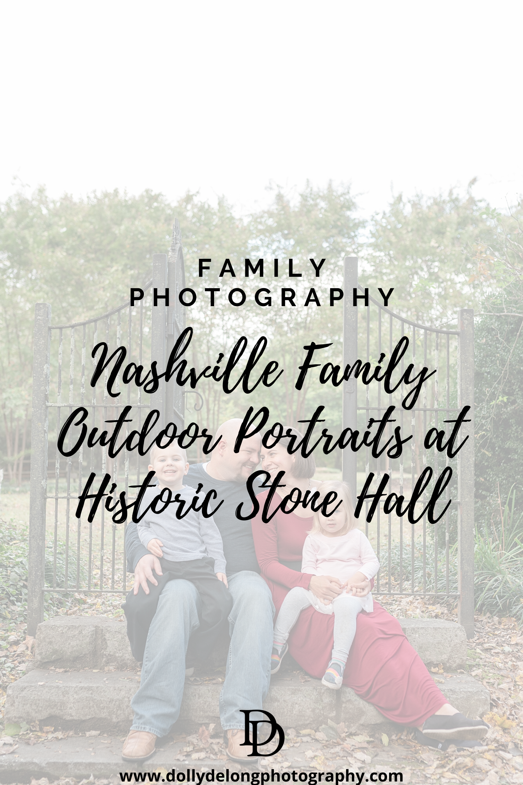 Family of four portraits at historic stone hall in Nashville by Nashville family photographer dolly delong photography