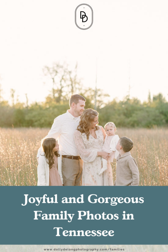 Family Photos in a tall field for the golden hour by Nashville Family Photographer Dolly DeLong Photography