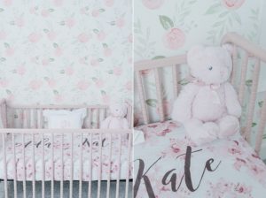 pink details for newborn baby girl's nursery in Nashville