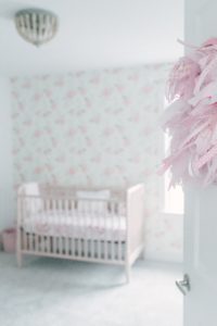 baby girl's pink and white Nashville nursery