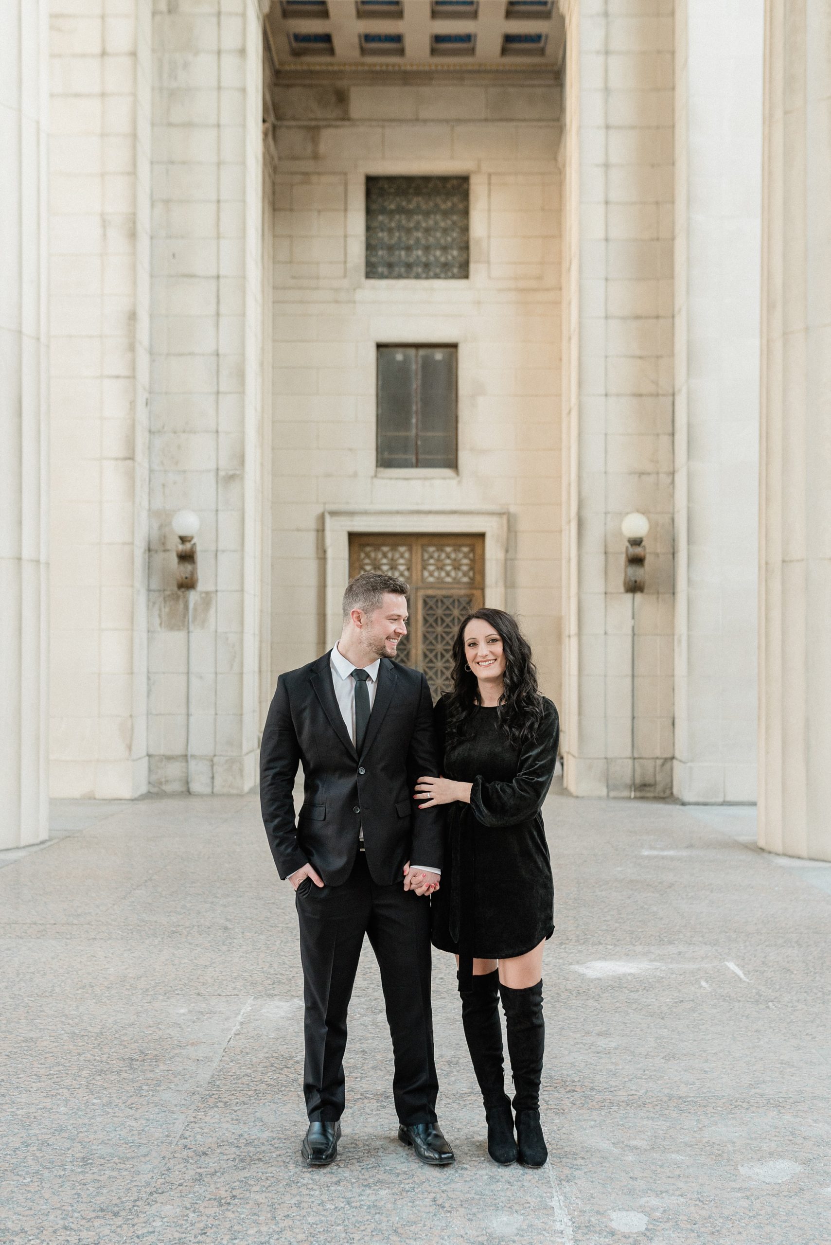 downtown Nashville engagement session along War Memorial