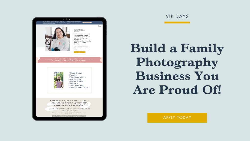 VIP Day family photography banner by Dolly DeLong Education