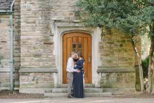 Vanderbilt University maternity portraits of young married couple with wife in blue dress