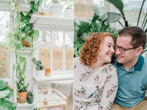 husband and wife sit together during East Nashville Greenhouse mini sessions