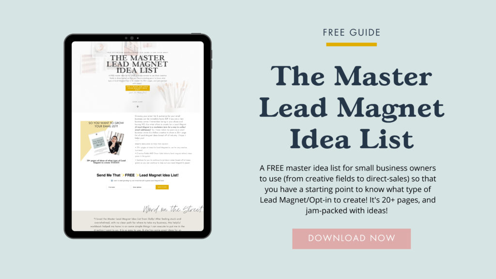 The. Master Lead Magnet Idea List blog link