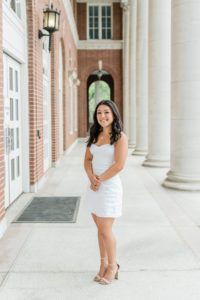 Vanderbilt University graduate portraits for young lady in white dress