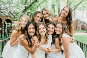 group of friends pose together during Vanderbilt University graduate portraits