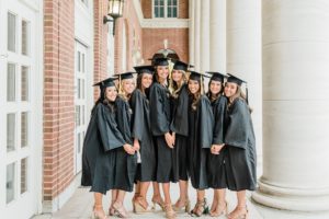 Vanderbilt University graduate portraits with caps and gowns