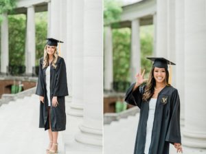 senior portrait in cap and gown at Vanderbilt University