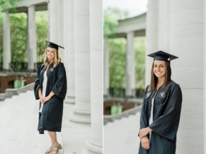 Vanderbilt University senior portraits with girls in cap and gown