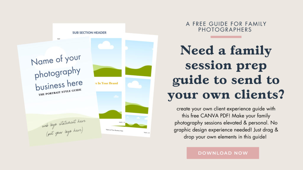 family session prep guide template in Canva