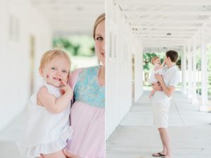 family photos for daughter's first birthday on front porch