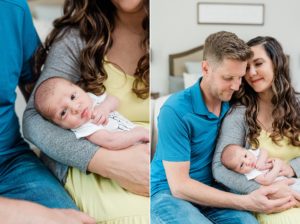 parents hug baby boy during Nashville lifestyle newborn session