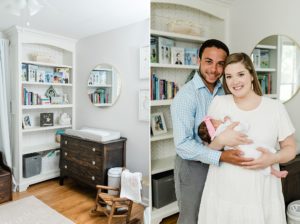 mom and dad hold baby girl during Nashville Newborn Session at Home