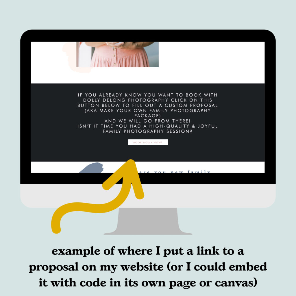example of where I put a link to a proposal on my website (or I could embed it with code in its own page or canvas