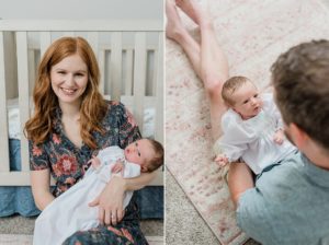 parents play with daughter during Franklin TN newborn session