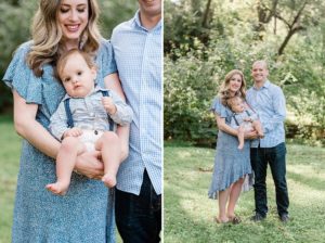 family of three hugs together during West Nashville family portraits