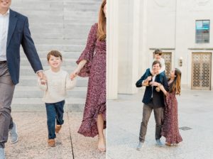 young boy walks with parents during TN family photos