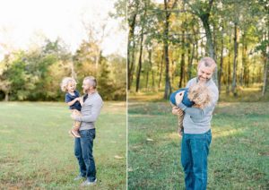 dad plays with toddler during Nashville family portraits