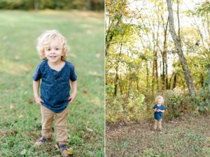 toddler runs through farm during Nashville family portraits