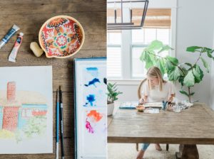 Nashville branding session for watercolor artist at home