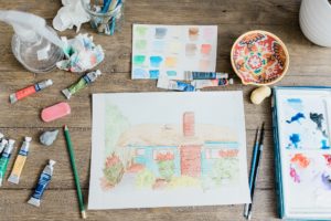 details for watercolor artist at home