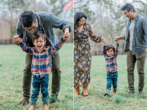 aunt and uncle play with kid during Nashville extended family portraits