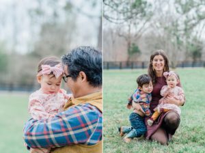 parents play with two young kids during Nashville extended family portraits
