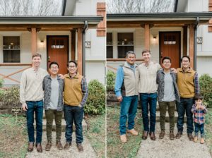 dad poses with sons during Nashville extended family portraits