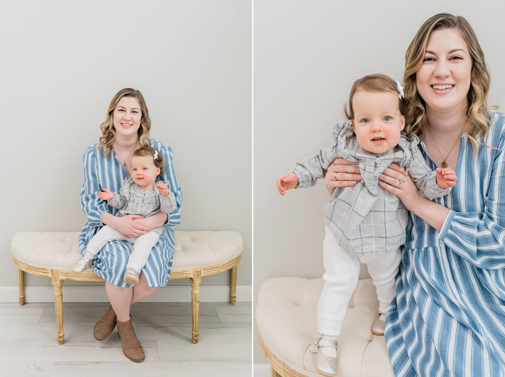 first birthday portraits for baby and mom in Nashville studio
