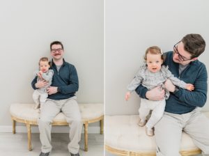dad and daughter play during Nashville studio family photos