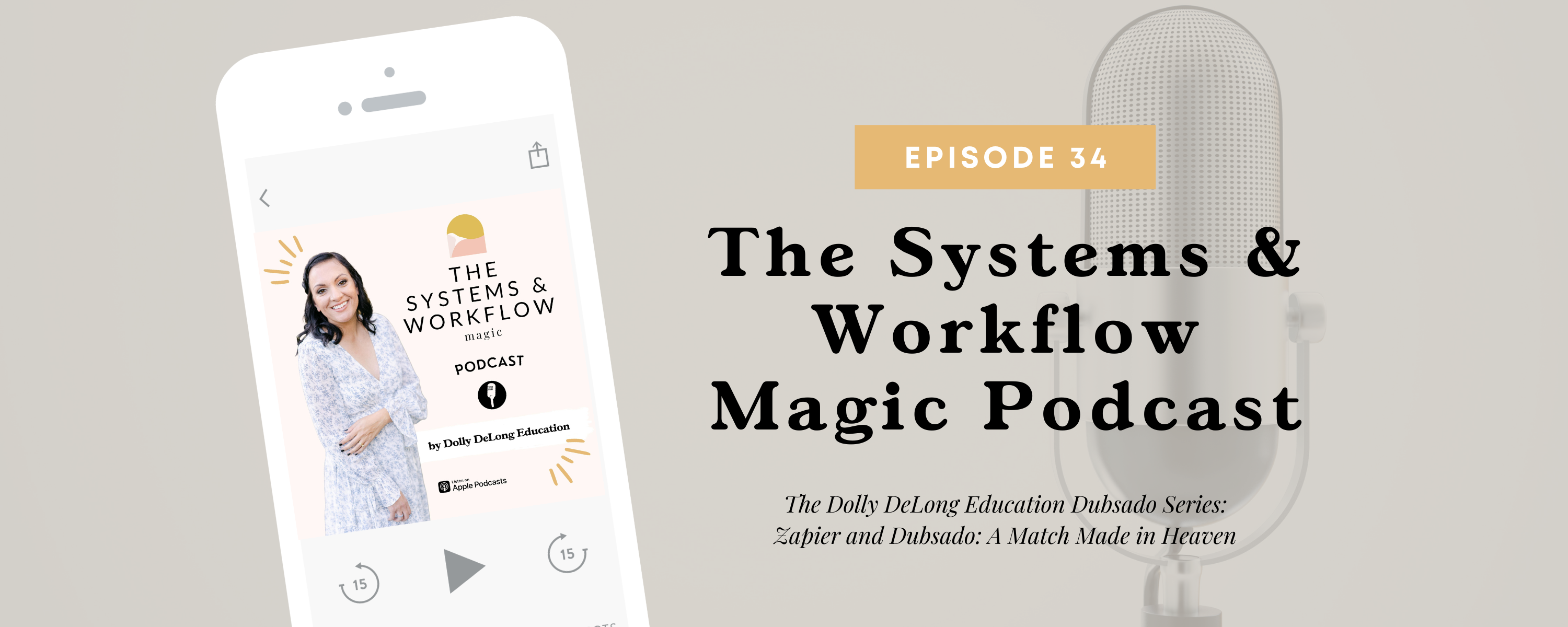 Episode 34 of the Systems and Workflow Magic Podcast Dubsado and Zapier