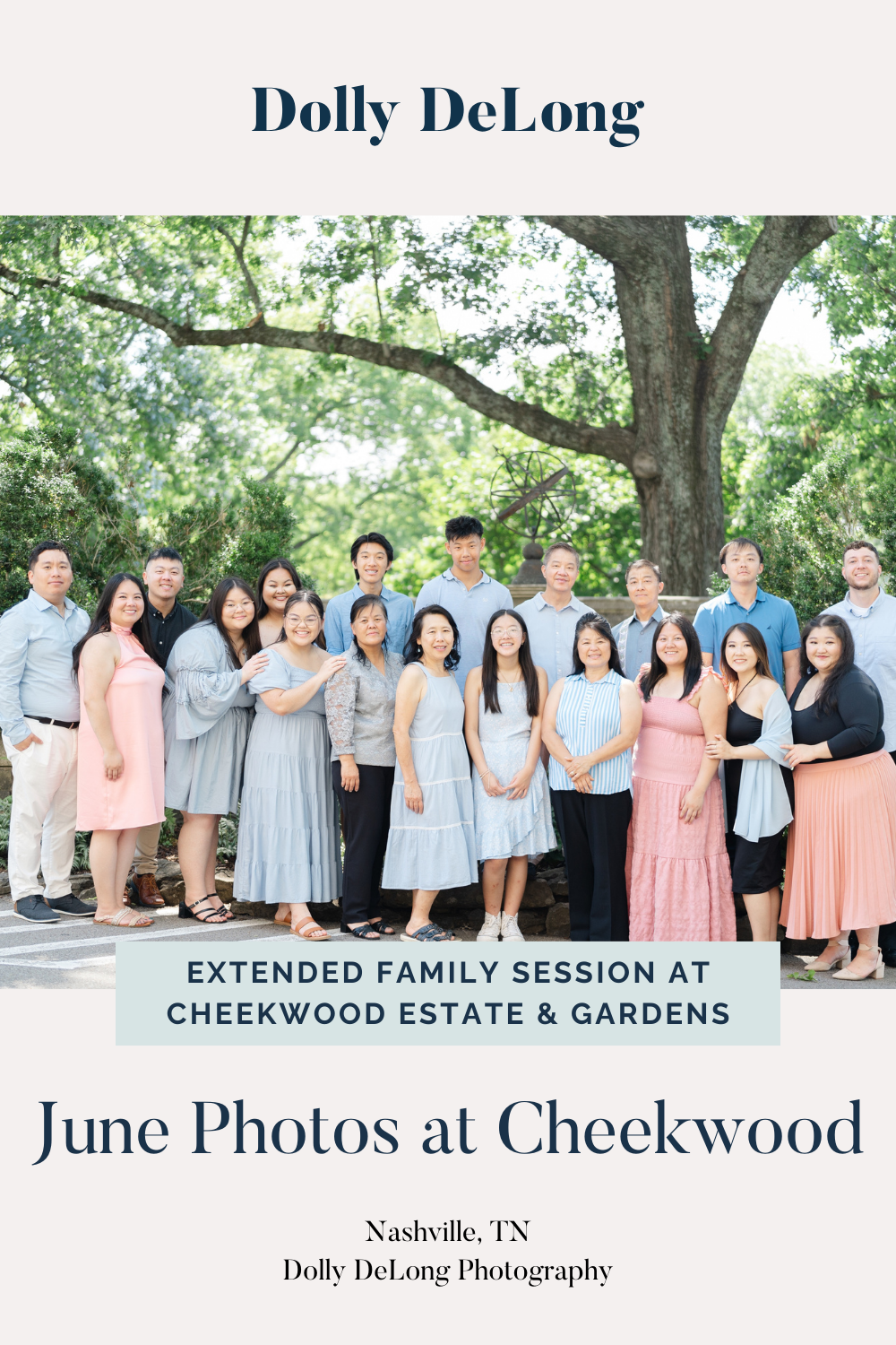 A-Pinterest-Pin-with-an-image-of-an-extended-family-session-at-cheekwood