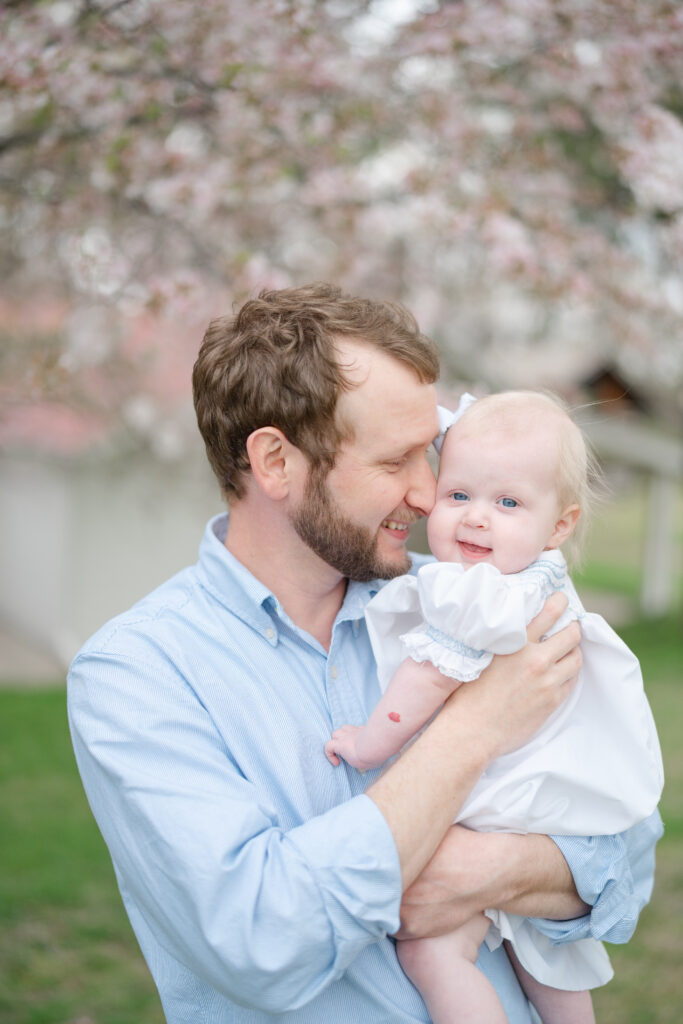 Father and daughter having a candid moment