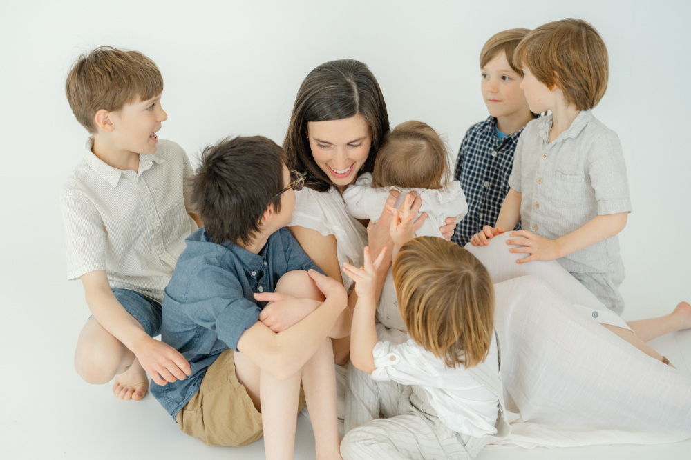 large family photos at a studio in Nashville