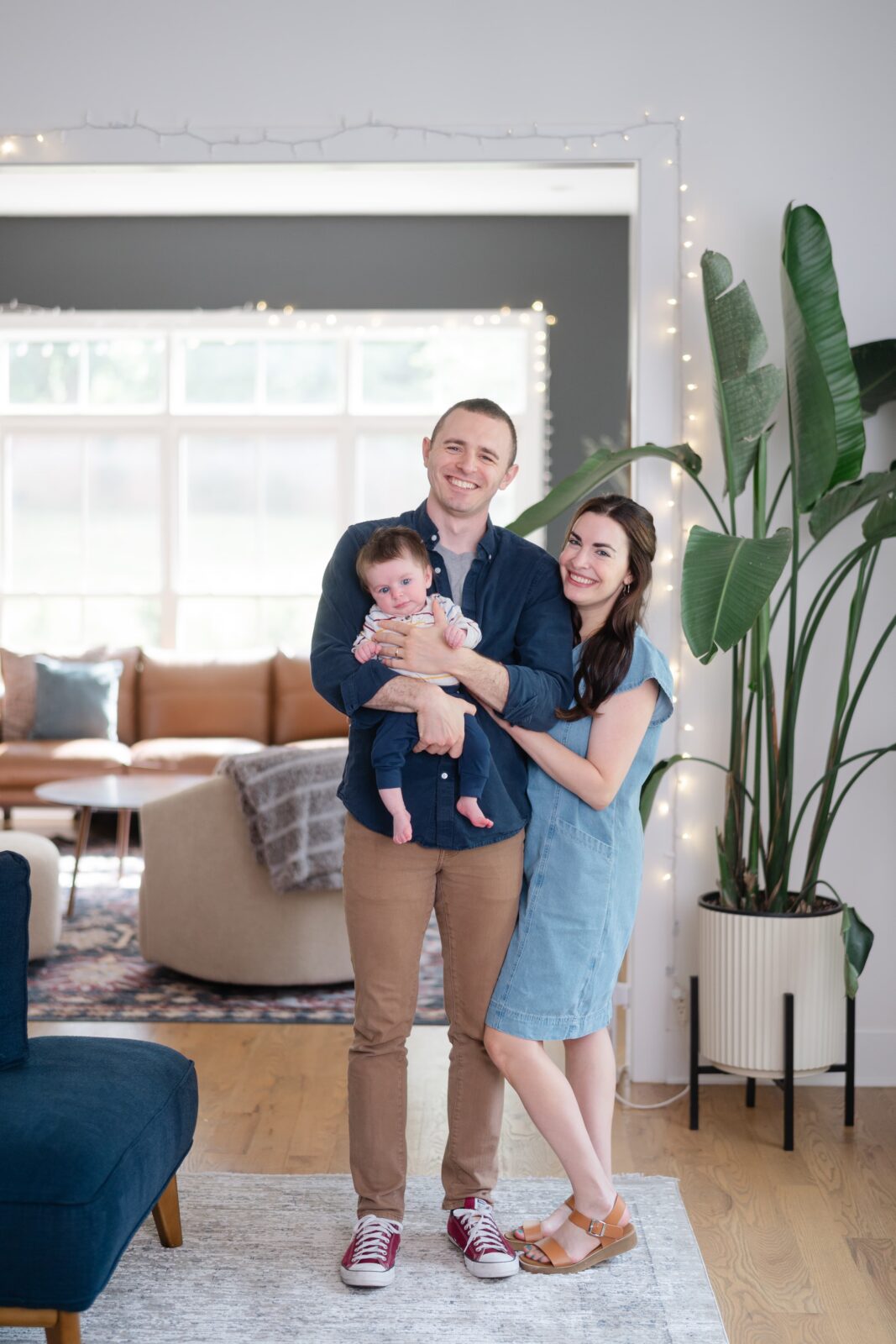 Standing family portrait at home during an at home family photography session in Nashville